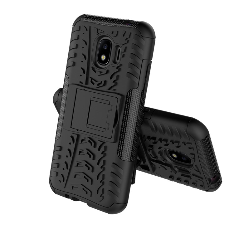 Tyre Pattern PC + TPU Hybrid Case with Kickstand for Samsung Galaxy J2 Pro 2018 - Black-2