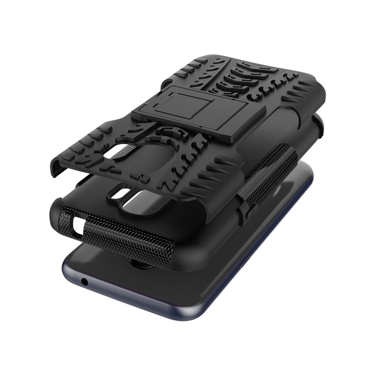 Tyre Pattern PC + TPU Hybrid Case with Kickstand for Samsung Galaxy J2 Pro 2018 - Black-8