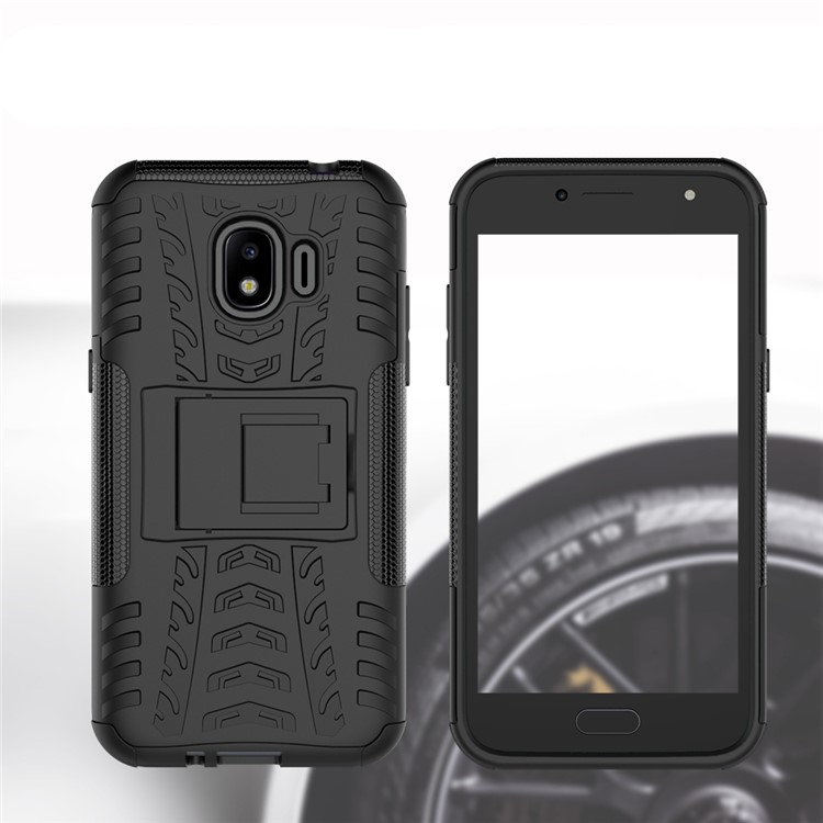 Tyre Pattern PC + TPU Hybrid Case with Kickstand for Samsung Galaxy J2 Pro 2018 - Black-10