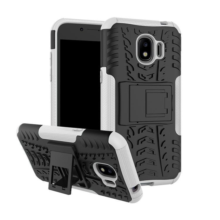 Tyre Pattern PC + TPU Hybrid Cover with Kickstand for Samsung Galaxy J2 Pro 2018 - White-1