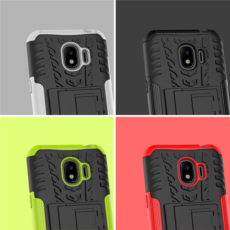 Tyre Pattern PC + TPU Hybrid Shell with Kickstand for Samsung Galaxy J2 Pro 2018 - Red-4