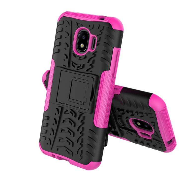 Tyre Pattern Kickstand PC + TPU Combo Phone Case for Samsung Galaxy J2 Pro 2018 - Rose-2