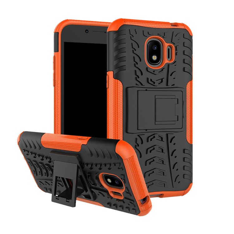 Tyre Pattern Kickstand PC + TPU Combo Phone Cover for Samsung Galaxy J2 Pro 2018 - Orange-1