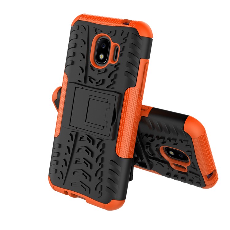 Tyre Pattern Kickstand PC + TPU Combo Phone Cover for Samsung Galaxy J2 Pro 2018 - Orange-2