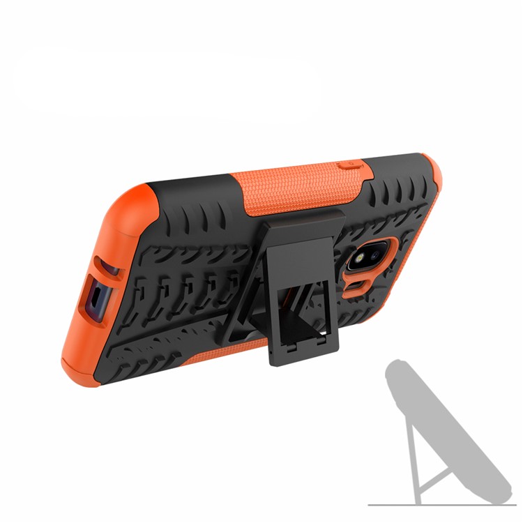 Tyre Pattern Kickstand PC + TPU Combo Phone Cover for Samsung Galaxy J2 Pro 2018 - Orange-3