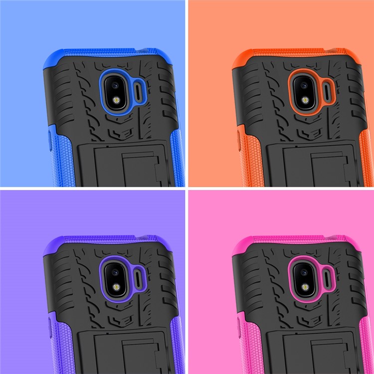 Tyre Pattern Kickstand PC + TPU Combo Phone Cover for Samsung Galaxy J2 Pro 2018 - Orange-4