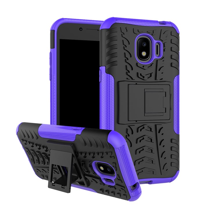 Tyre Pattern PC + TPU Hybrid Phone Casing with Kickstand for Samsung Galaxy J2 Pro 2018 - Purple-1
