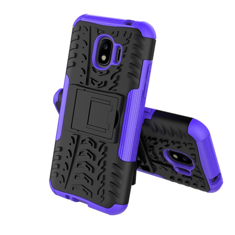 Tyre Pattern PC + TPU Hybrid Phone Casing with Kickstand for Samsung Galaxy J2 Pro 2018 - Purple-2