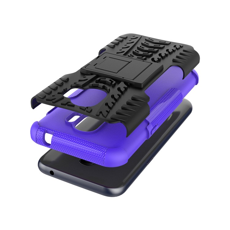 Tyre Pattern PC + TPU Hybrid Phone Casing with Kickstand for Samsung Galaxy J2 Pro 2018 - Purple-3