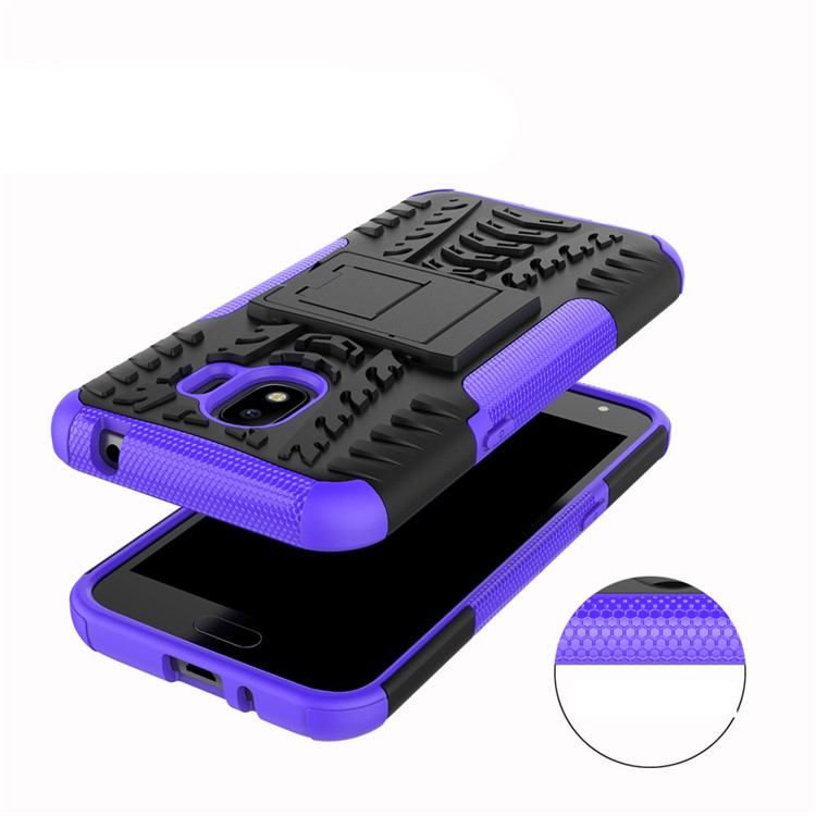 Tyre Pattern PC + TPU Hybrid Phone Casing with Kickstand for Samsung Galaxy J2 Pro 2018 - Purple-4