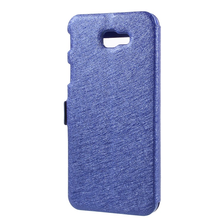 Silk Texture Dual Window Stand Leather Protective Case for Samsung Galaxy On5 Pro (2018) - Blue-2