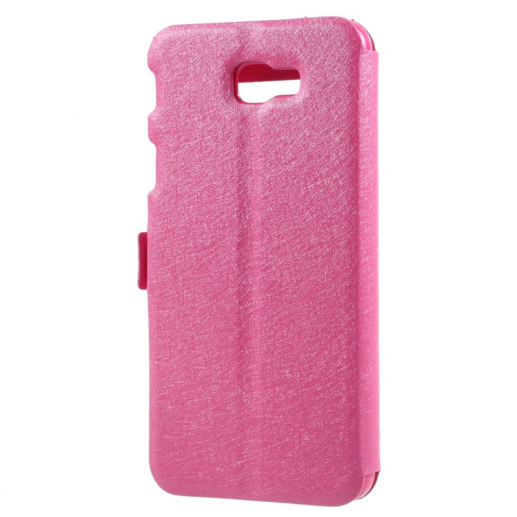 Silk Texture Dual Window PU Leather Shell with Stand for Samsung Galaxy On7 Pro (2018) - Rose-2