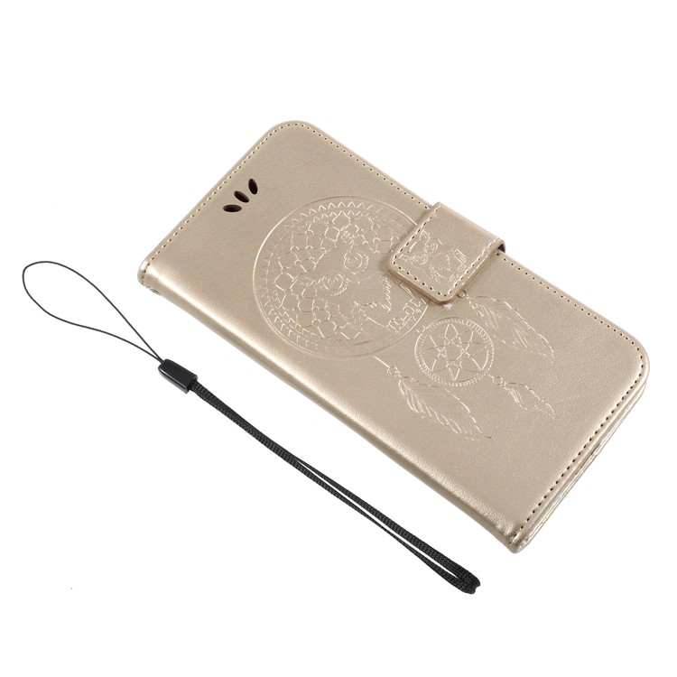 Imprint Owl Dream Catcher Pattern Stand Wallet Leather Shell for Samsung Galaxy J5 (2017) EU Version/J5 Pro (2017) - Gold-7
