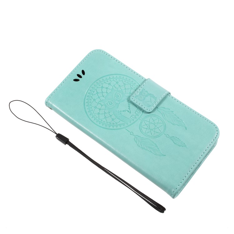 Imprint Owl Dream Catcher Pattern Stand Leather Wallet Cover for Samsung Galaxy J5 (2017) EU Version/J5 Pro (2017) - Cyan-7