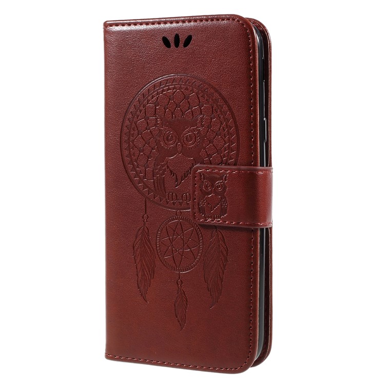 Imprint Owl Dream Catcher Leather Shell with Card Holder for Samsung Galaxy J5 (2017) EU Version/J5 Pro (2017) - Brown-1