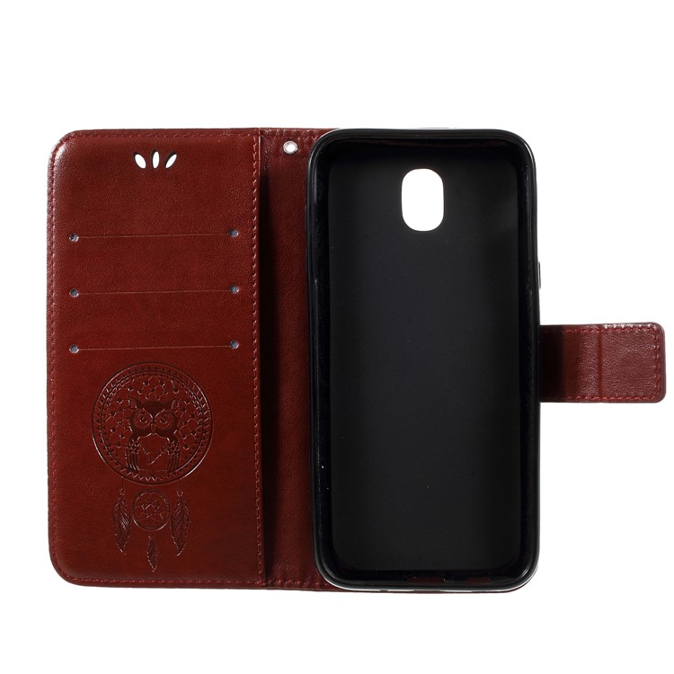 Imprint Owl Dream Catcher Leather Shell with Card Holder for Samsung Galaxy J5 (2017) EU Version/J5 Pro (2017) - Brown-6