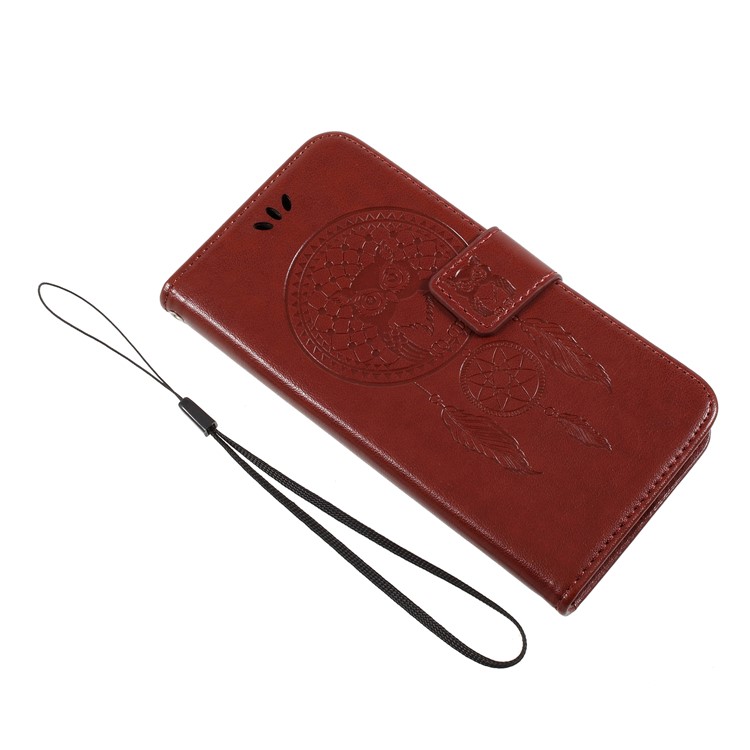 Imprint Owl Dream Catcher Leather Shell with Card Holder for Samsung Galaxy J5 (2017) EU Version/J5 Pro (2017) - Brown-7