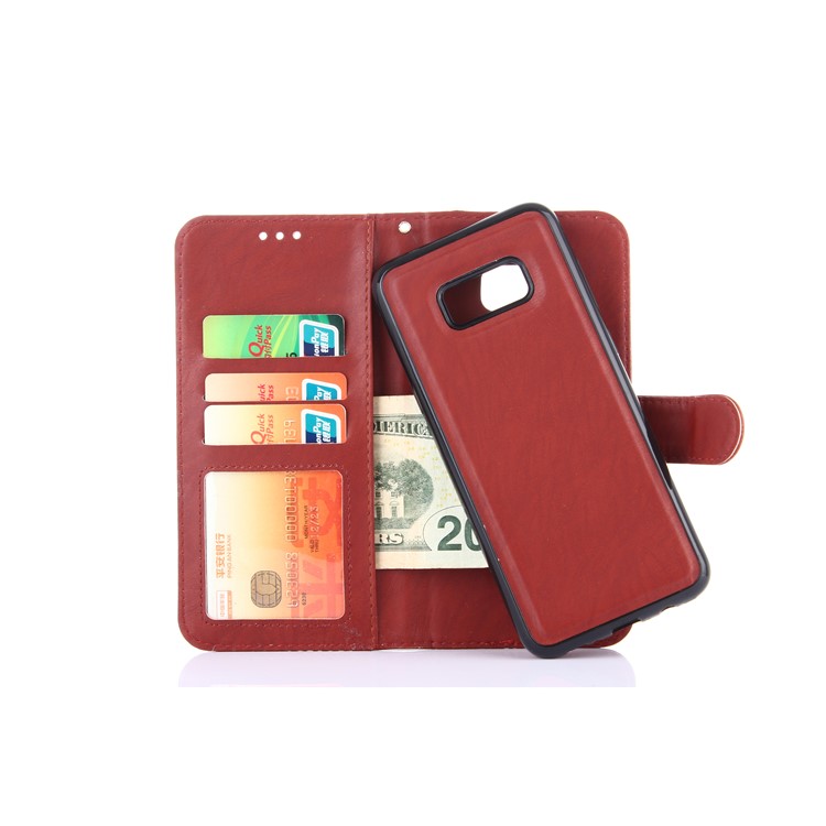 2-in-1 Leather Wallet Cover + Detachable TPU Case Shell for Samsung Galaxy S8+ SM-G955 - Brown-4