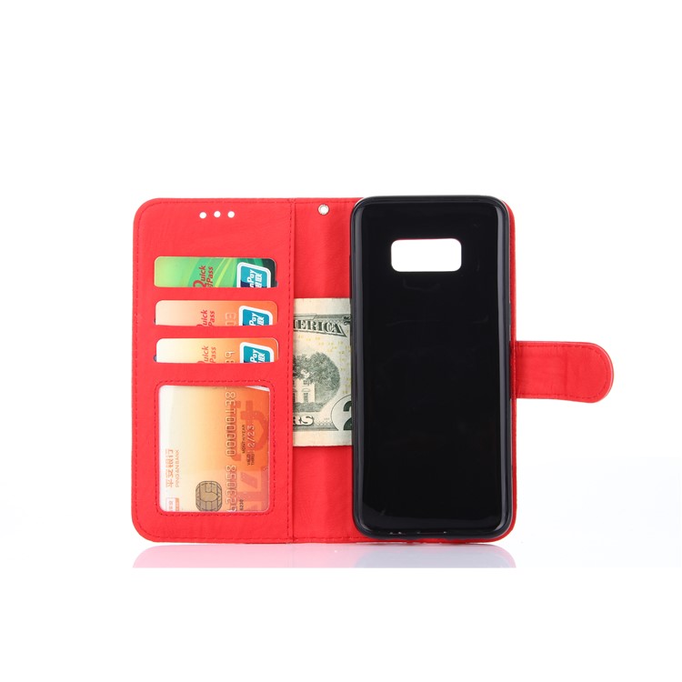 Detachable 2-in-1 Leather Wallet Cover + TPU Back Case for Samsung Galaxy S8 SM-G950 - Red-3