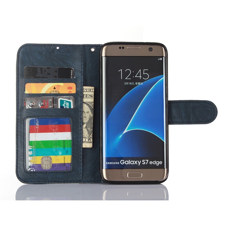 Detachable 2-in-1 Leather Wallet Cover + TPU Cell Phone Case for Samsung Galaxy S7 edge SM-G935 - Dark Blue-3