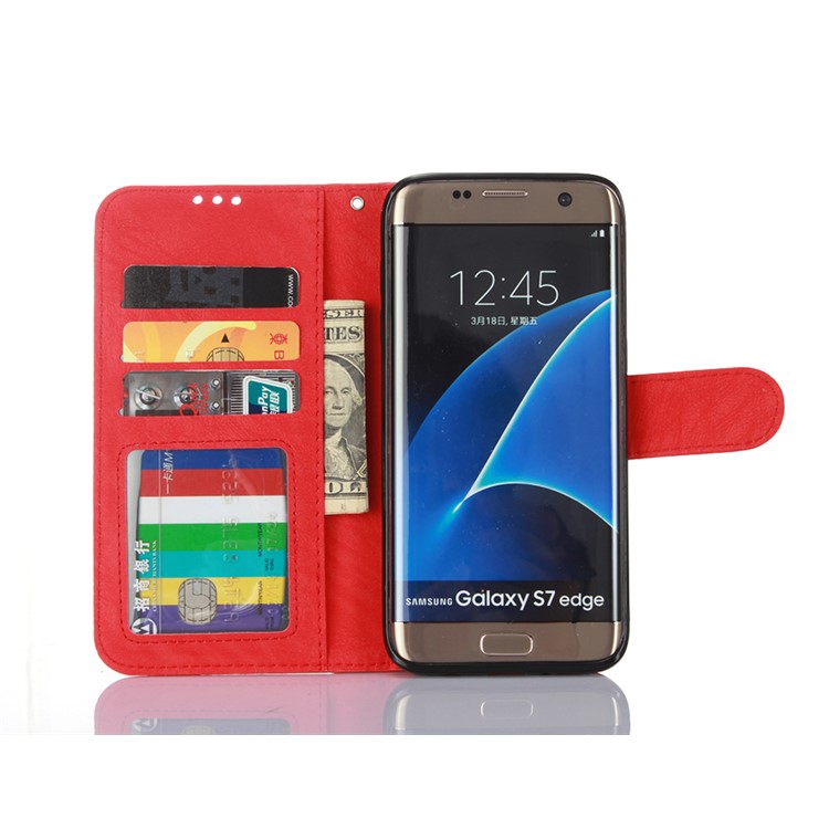Detachable 2-in-1 Leather Wallet Cover + TPU Protective Case Shell for Samsung Galaxy S7 edge SM-G935 - Red-3