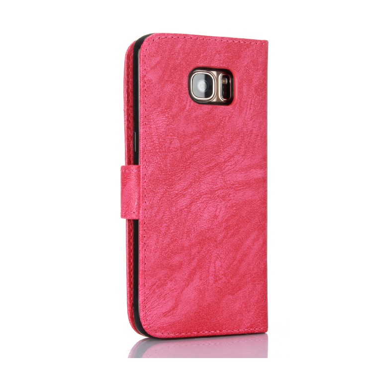 Detachable 2-in-1 Leather Wallet Cover + TPU Phone Case Accessories Mobile for Samsung Galaxy S7 edge SM-G935 - Rose-2