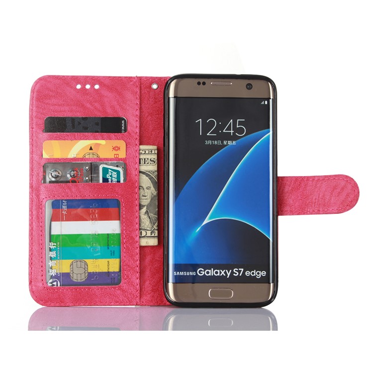 Detachable 2-in-1 Leather Wallet Cover + TPU Phone Case Accessories Mobile for Samsung Galaxy S7 edge SM-G935 - Rose-3