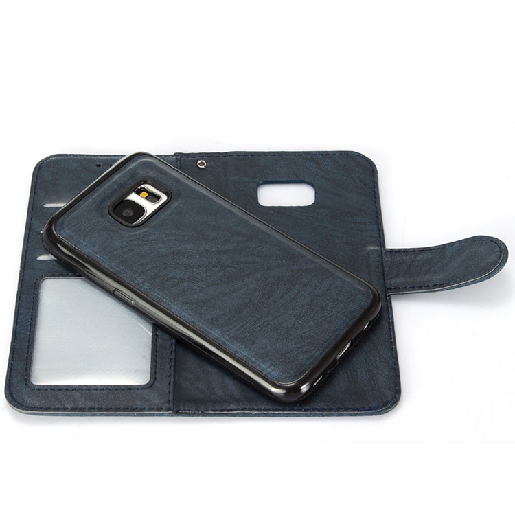 Detachable 2-in-1 Leather Wallet Cover Shell + TPU Back Case for Samsung Galaxy S7 G930 - Blue-10