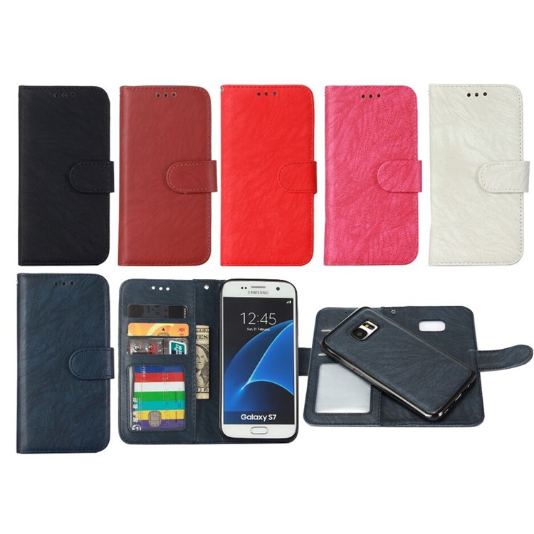 Detachable 2-in-1 Leather Wallet Cover Shell + TPU Back Case for Samsung Galaxy S7 G930 - Blue-13
