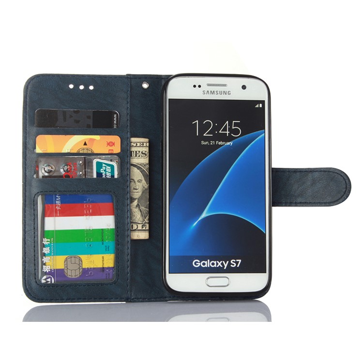 Detachable 2-in-1 Leather Wallet Cover Shell + TPU Back Case for Samsung Galaxy S7 G930 - Blue-3