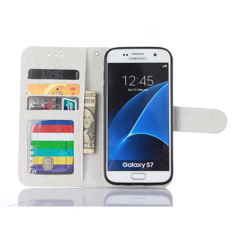 Detachable 2-in-1 Leather Wallet Cover Shell + TPU Back Cover for Samsung Galaxy S7 G930 - White-3