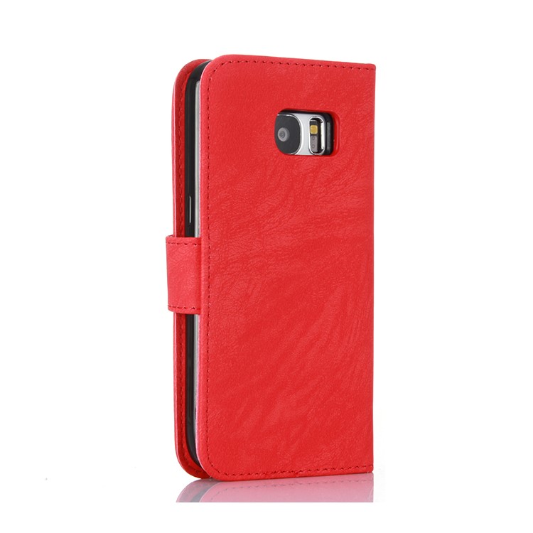 Detachable 2-in-1 Leather Wallet Cover Shell + TPU Back Casing Cover for Samsung Galaxy S7 G930 - Red-2
