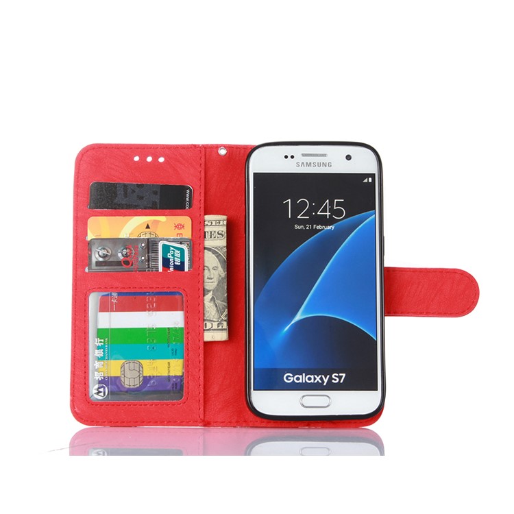 Detachable 2-in-1 Leather Wallet Cover Shell + TPU Back Casing Cover for Samsung Galaxy S7 G930 - Red-3