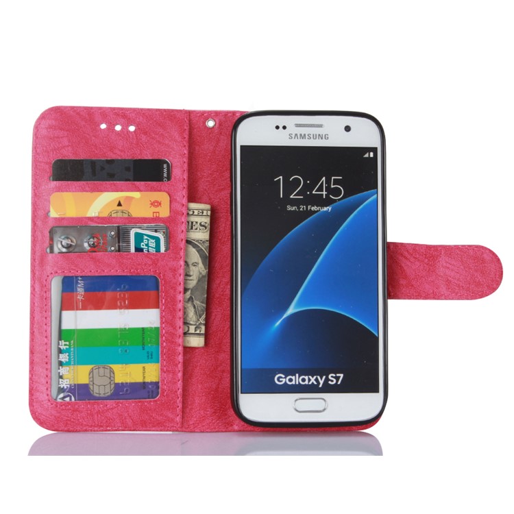 Detachable 2-in-1 Leather Wallet Cover Shell + TPU Back Shell for Samsung Galaxy S7 G930 - Rose-3
