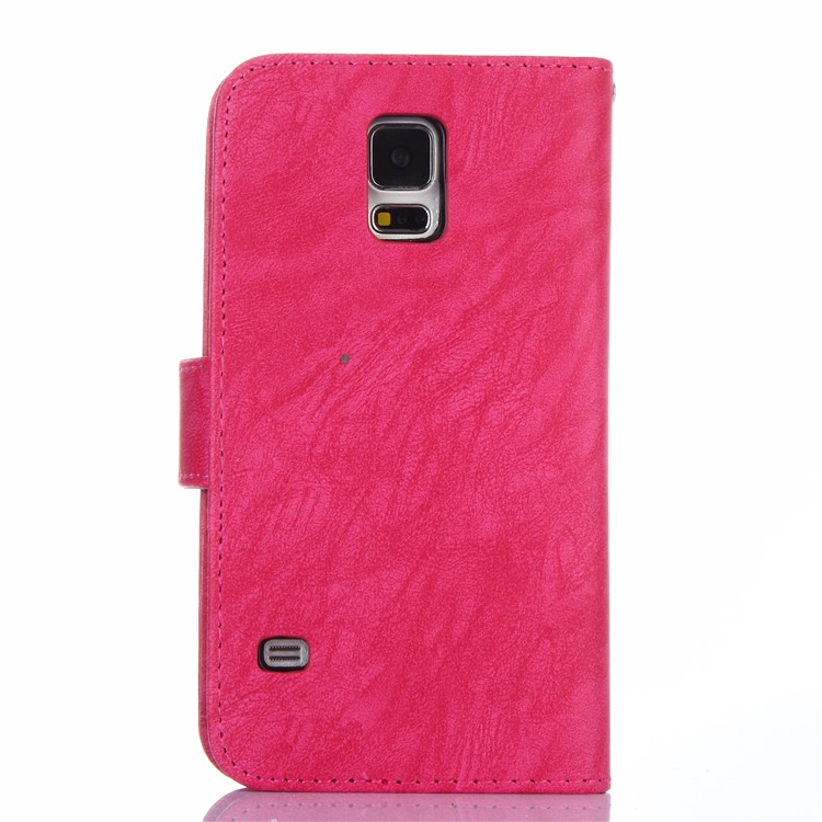 Detachable 2-in-1 PU Leather Wallet Cover + TPU Back Case for Samsung Galaxy S5 SM-G900 - Rose-2