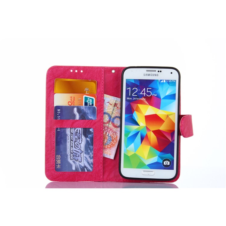 Detachable 2-in-1 PU Leather Wallet Cover + TPU Back Case for Samsung Galaxy S5 SM-G900 - Rose-3