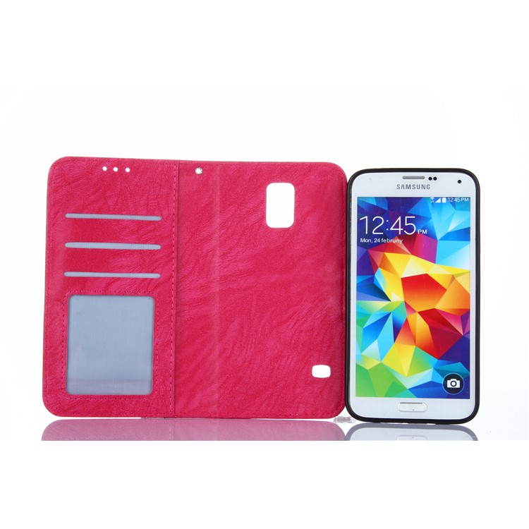 Detachable 2-in-1 PU Leather Wallet Cover + TPU Back Case for Samsung Galaxy S5 SM-G900 - Rose-5