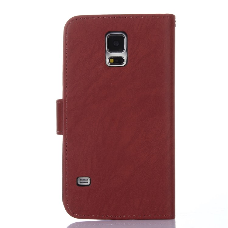 Detachable 2-in-1 PU Leather Wallet Cover + TPU Back Phone Shell for Samsung Galaxy S5 SM-G900 - Brown-2
