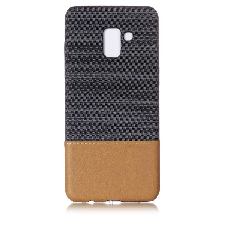 Canvas Leather Coated PC Case for Samsung Galaxy A8+ (2018) - Dark Grey-2