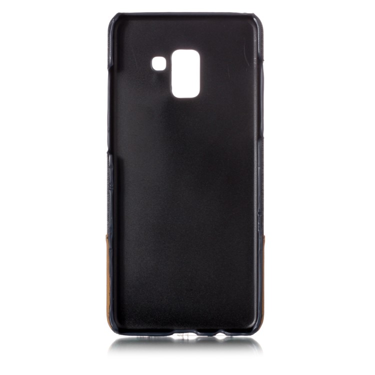 Canvas Leather Coated PC Case for Samsung Galaxy A8+ (2018) - Dark Grey-3