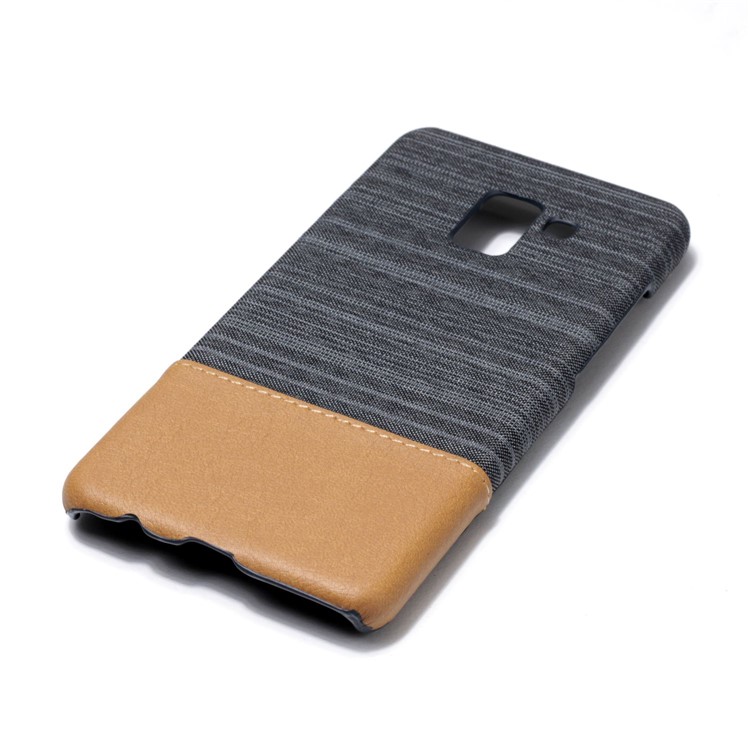 Canvas Leather Coated PC Case for Samsung Galaxy A8+ (2018) - Dark Grey-4