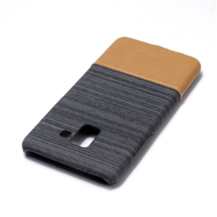 Canvas Leather Coated PC Case for Samsung Galaxy A8+ (2018) - Dark Grey-5