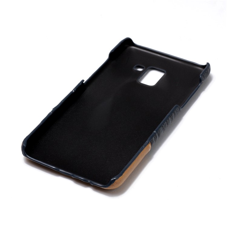 Canvas Leather Coated PC Case for Samsung Galaxy A8+ (2018) - Dark Grey-6