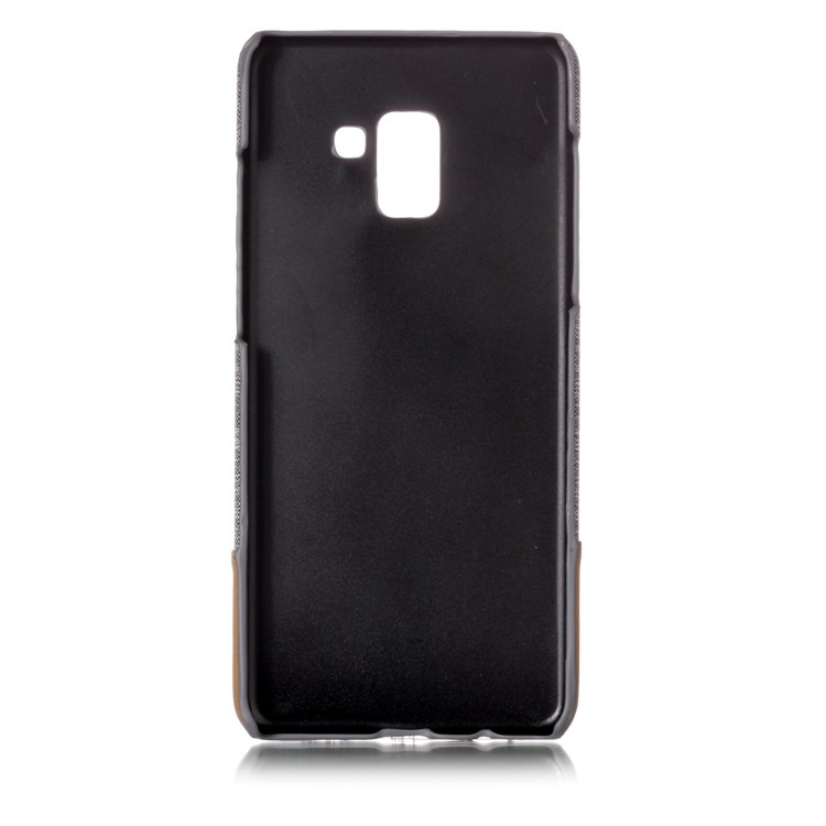 Canvas Leather Coated PC Mobile Phone Case for Samsung Galaxy A8+ (2018) - Light Grey-3
