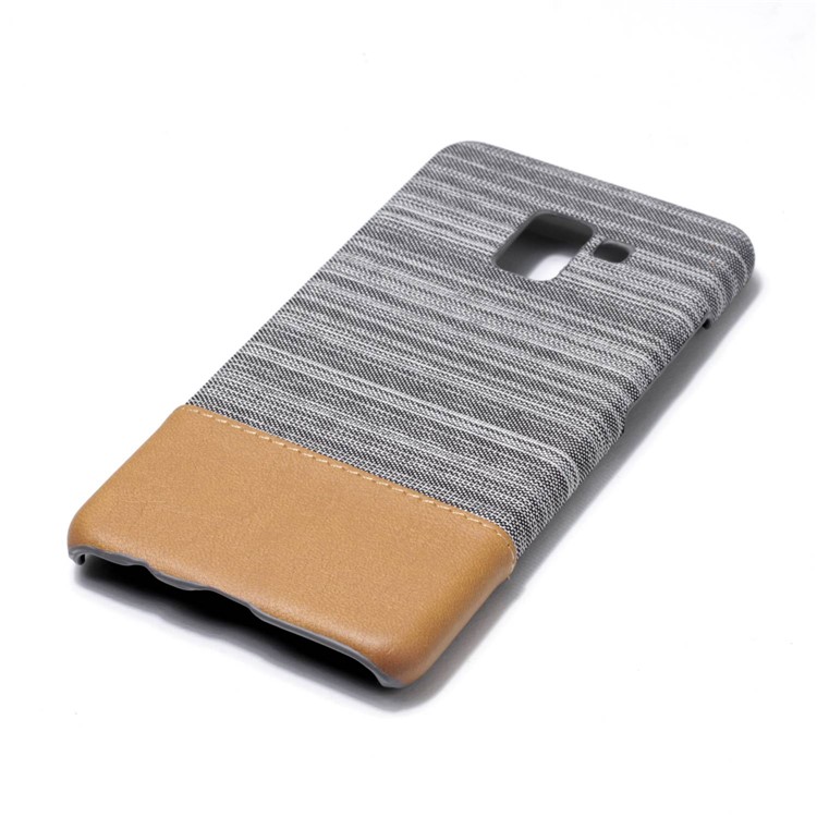 Canvas Leather Coated PC Mobile Phone Case for Samsung Galaxy A8+ (2018) - Light Grey-4