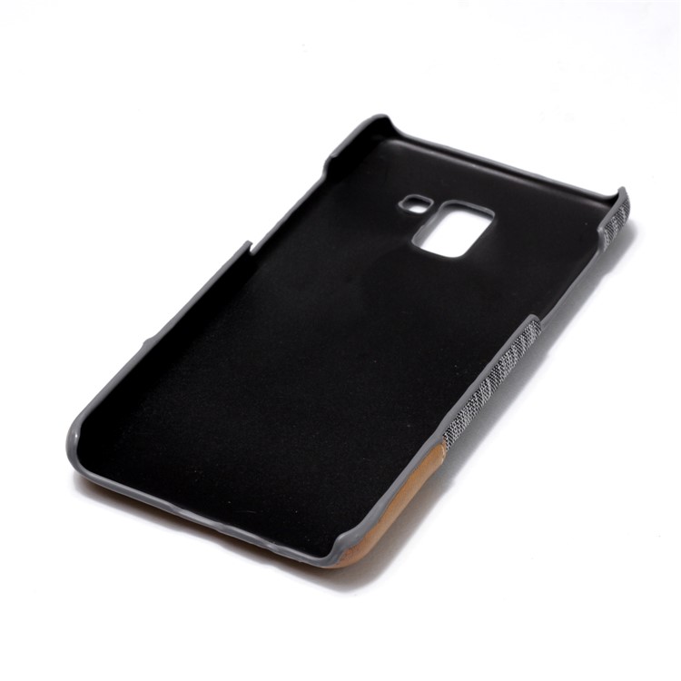 Canvas Leather Coated PC Mobile Phone Case for Samsung Galaxy A8+ (2018) - Light Grey-6