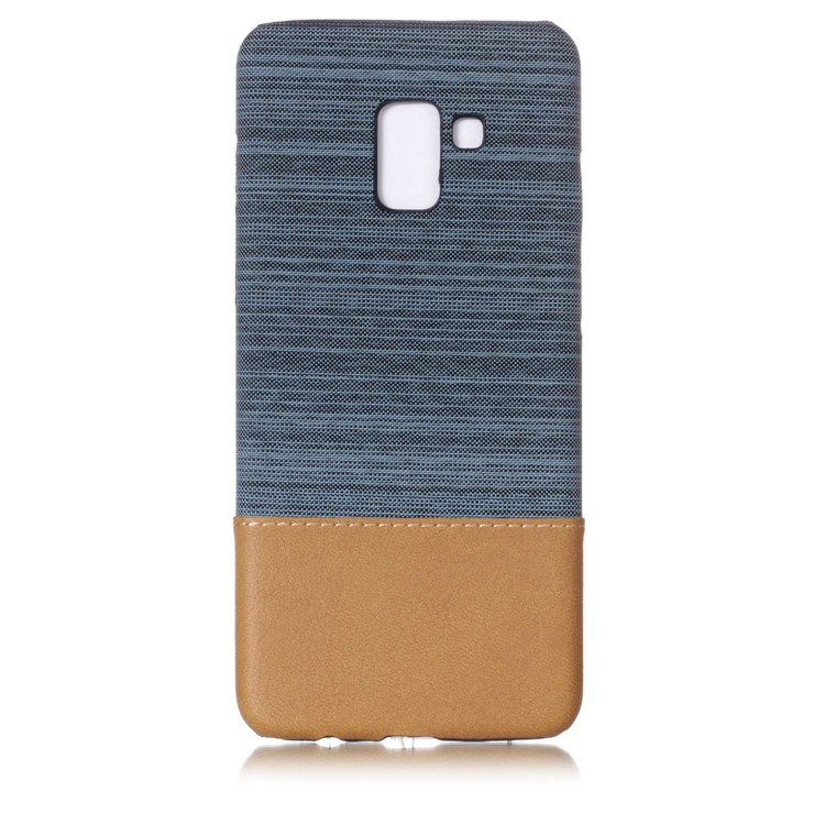 Canvas Leather Coated PC Protective Back Cover for Samsung Galaxy A8+ (2018) - Baby Blue-2