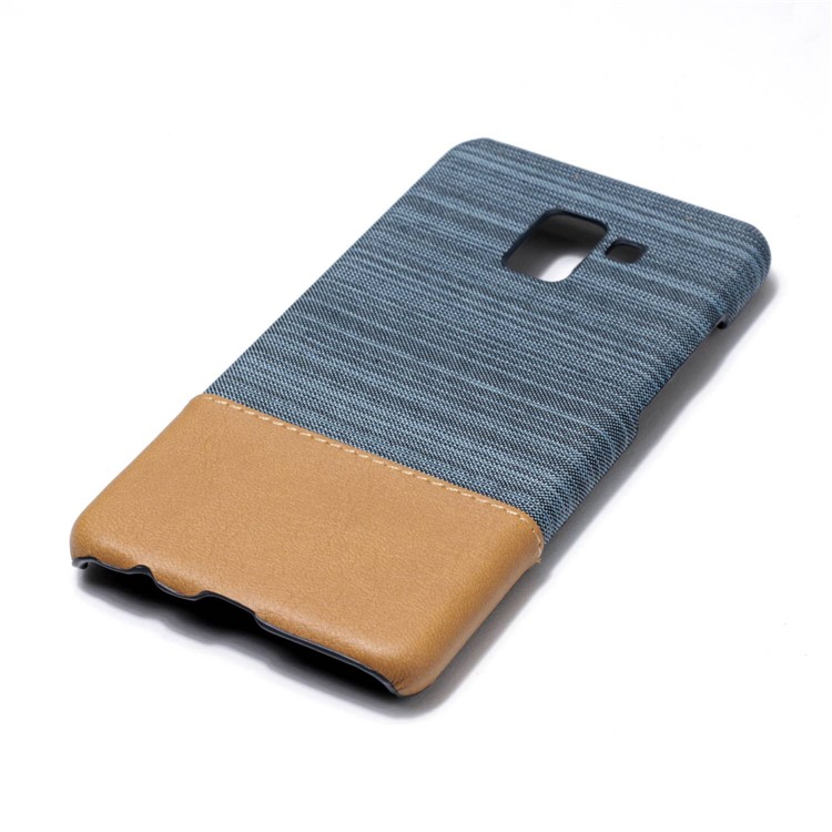Canvas Leather Coated PC Protective Back Cover for Samsung Galaxy A8+ (2018) - Baby Blue-4