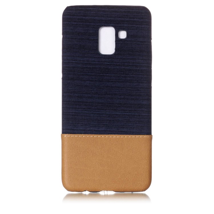 Canvas Leather Coated PC Phone Shell for Samsung Galaxy A8+ (2018) - Dark Blue-2