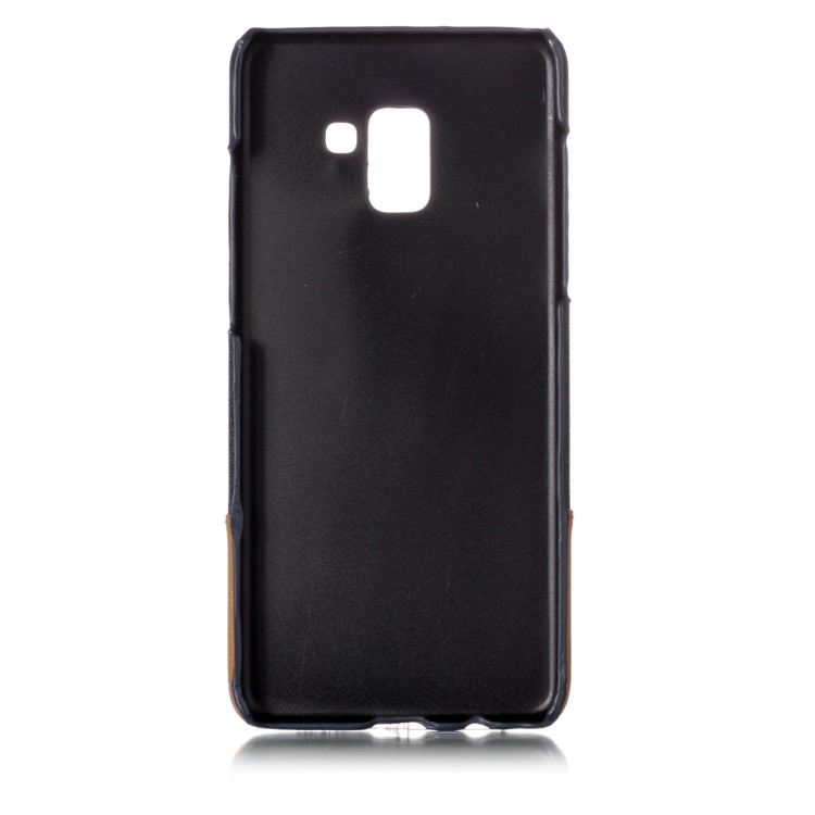 Canvas Leather Coated PC Phone Shell for Samsung Galaxy A8+ (2018) - Dark Blue-3